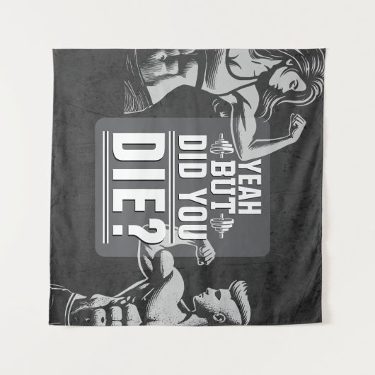 フィットネスジムトレーニングボディビル やる気を起こさせる タペストリー (正面(横))