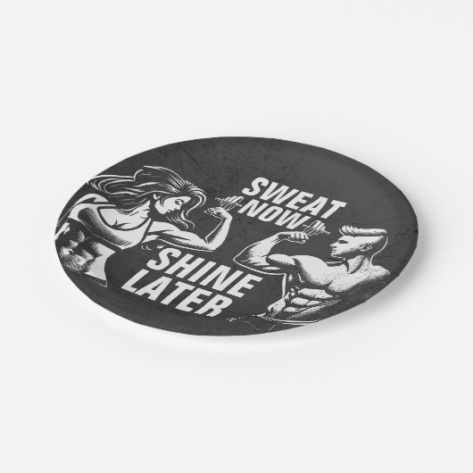 フィットネスジムトレーニングボディビル やる気を起こさせる ペーパープレート (アングル)