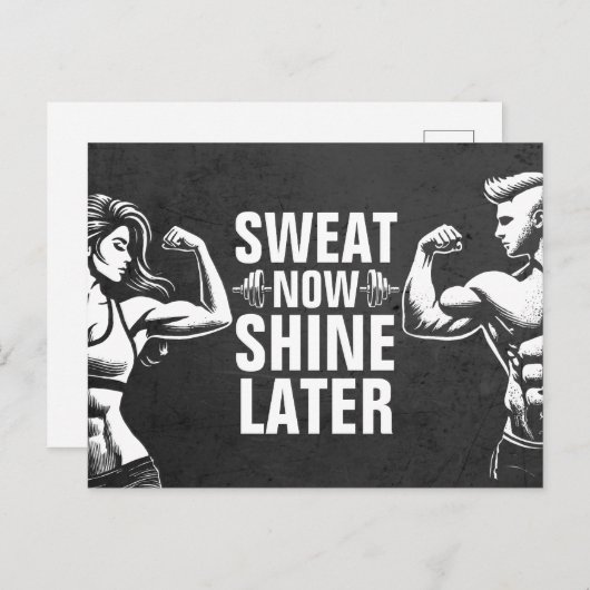 フィットネスジムトレーニングボディビル やる気を起こさせる ポストカード (正面/裏面)