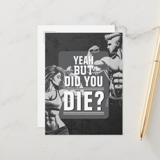 フィットネスジムトレーニングボディビル やる気を起こさせる ポストカード (正面/裏面インサイチュ)