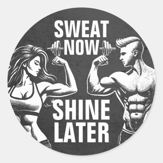 フィットネスジムトレーニングボディビル やる気を起こさせる ラウンドシール (正面)