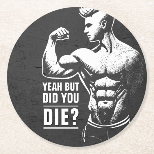 フィットネスジムトレーニングボディビル やる気を起こさせる ラウンドペーパーコースター (正面)