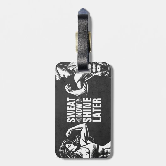 フィットネスジムトレーニングボディビル やる気を起こさせる ラゲッジタグ (裏面縦)