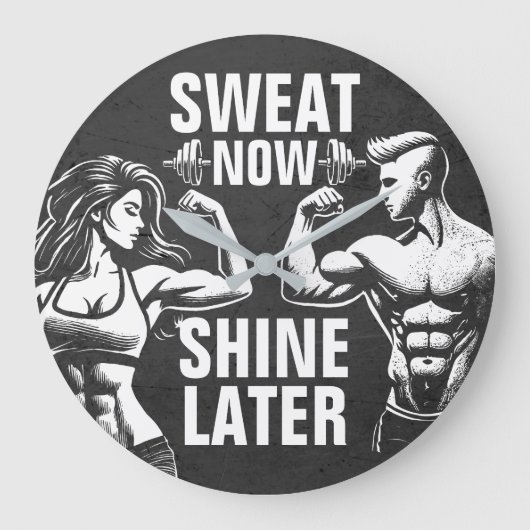 フィットネスジムトレーニングボディビル やる気を起こさせる ラージ壁時計 (正面)