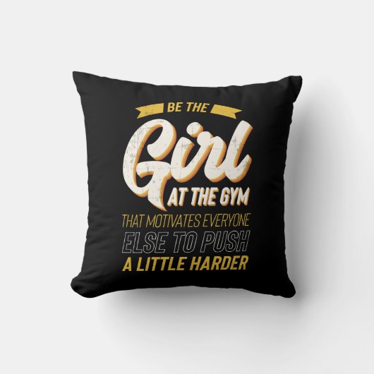 フィットネスジムトレーニングモチベーション女性 クッション (正面)