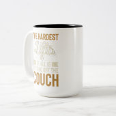 フィットネスジムトレーニング重量挙げ引用文 ツートーンマグカップ (正面左)