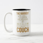 フィットネスジムトレーニング重量挙げ引用文 ツートーンマグカップ (左)