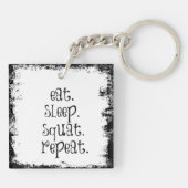 フィットネスジム引用文食べ:,睡眠,スクワット キーホルダー (裏面)