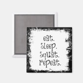 フィットネスジム引用文食べ:，睡眠，スクワット マグネット (正面/裏面)