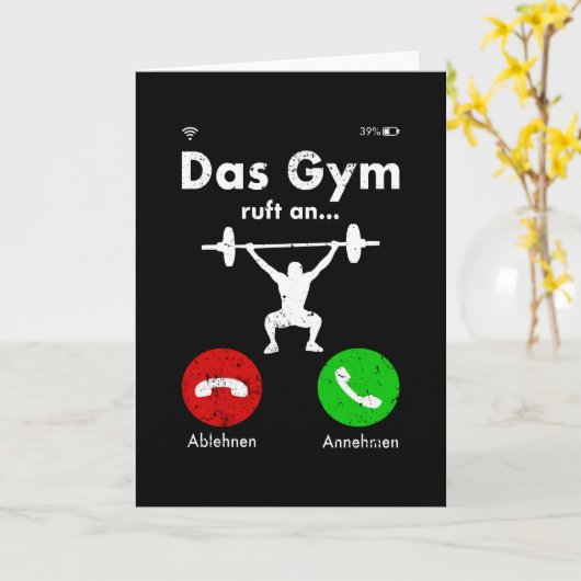 フィットネスジム持ち上げ引用文おもしろいギフト カード (黄色い花)