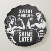 フィットネスジム ワークアウト ボディビル モチベーション ラウンドクッション (裏面)