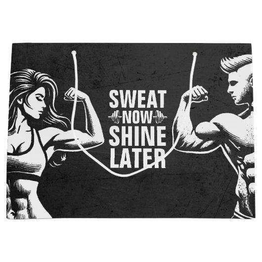 フィットネスジム ワークアウト ボディビル モチベーション ラージペーパーバッグ (正面)