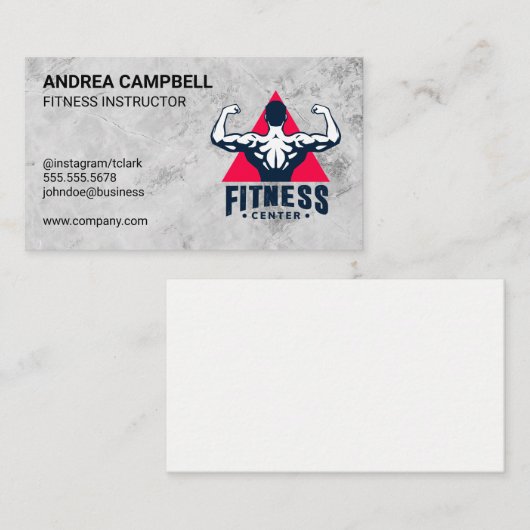 フィットネスセンター | 筋肉を曲げる人 名刺 (正面/裏面)