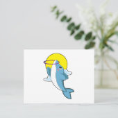 フィットネスタイヤのイルカ ポストカード (スタンド正面)