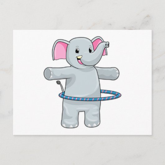 フィットネスタイヤのスポーツをする象 ポストカード (正面)
