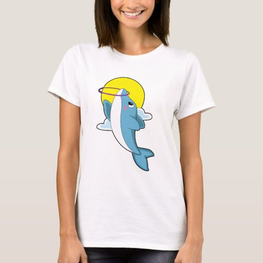フィットネスタイヤを持つイルカ Tシャツ (正面)