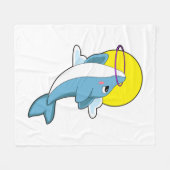 フィットネスタイヤ付きイルカ フリースブランケット (正面(横))