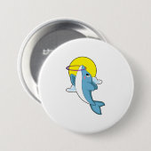 フィットネスタイヤ付きイルカ 缶バッジ (正面&裏面)