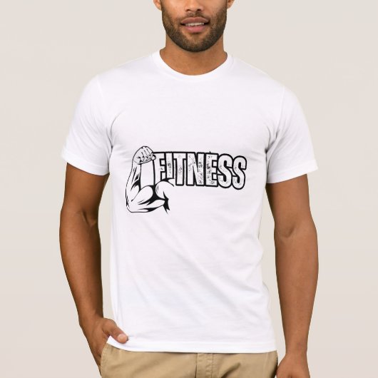 フィットネスデザインの白いTシャツ Tシャツ (正面)