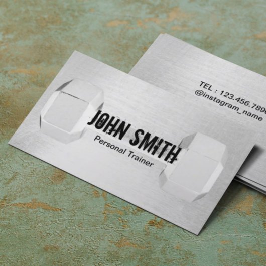 フィットネストレーナシンプルーのダンベルモダンシルバー 名刺