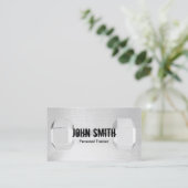 フィットネストレーナシンプルーのダンベルモダンシルバー 名刺 (スタンド正面)