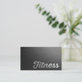 フィットネストレーナミニマルーブラックシルバーエンボス文字 名刺 (スタンド正面)