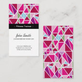 フィットネストレーナーピンク抽象芸術ジオメトリ 名刺 (正面/裏面)