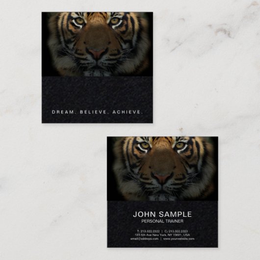 フィットネストレーナープロフェッショナルプレミアムブラックスクエア スクエア名刺 (正面/裏面)