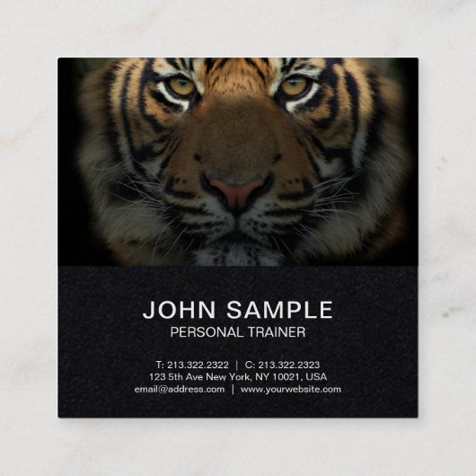 フィットネストレーナープロフェッショナルプレミアムブラックスクエア スクエア名刺 (裏面)