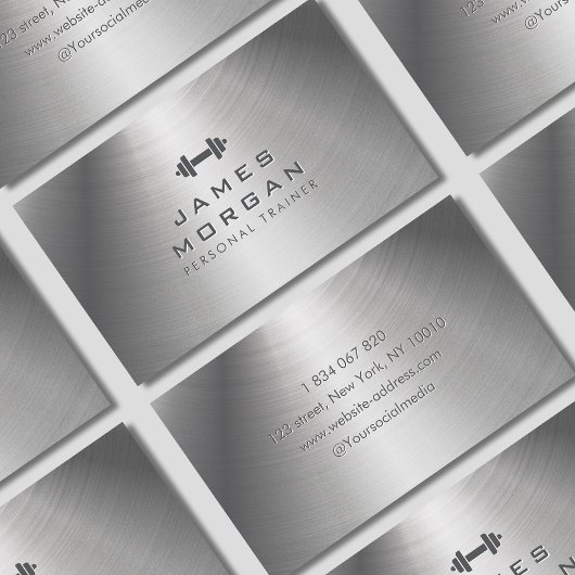 フィットネストレーナーモダンダンベルメタルテクスチャ 名刺