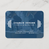フィットネストレーナーモダンネイビー・ブルー・フォト 名刺 (正面)