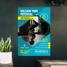 フィットネストレーナーモダンフォトブルーマーケティングジム ポスター