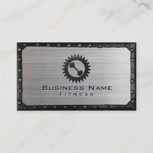 フィットネストレーナー工業用金属枠鋼フェイク材 名刺 (正面)