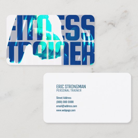 フィットネストレーナー文字とイメージブレンドブルー 名刺 (正面/裏面)