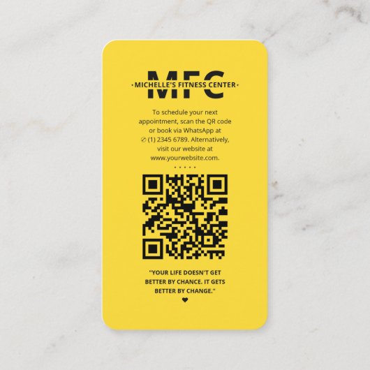 フィットネストレーナー栄養士イエローモダンIG 名刺 (裏面)