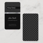 フィットネストレーナー – エレガントブラックシルバースクウェア 名刺 (正面/裏面)