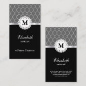 フィットネストレーナー – エレガントブラックレースパターン 名刺 (正面/裏面)