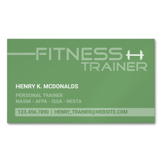 フィットネストレーナー マグネット名刺 (正面)