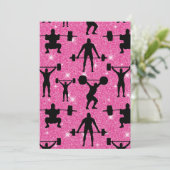 フィットネストレーニングジムスポーツピンクグリッター サンキューカード (スタンド正面)