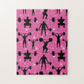 フィットネストレーニングジムスポーツピンクグリッター ジグソーパズル (縦)