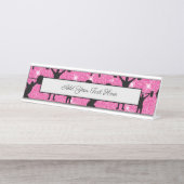 フィットネストレーニングジムスポーツピンクグリッター デスクネームプレート (正面)