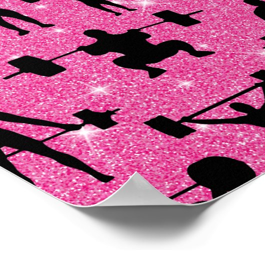 フィットネストレーニングジムスポーツピンクグリッター ポスター (角)