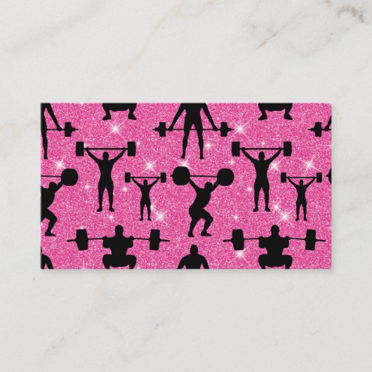 フィットネストレーニングジムスポーツピンクグリッター 名刺 (正面)