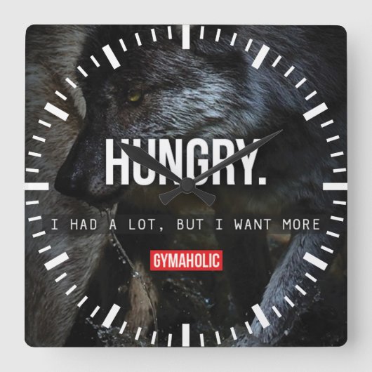 フィットネストレーニングジム動機 スクエア壁時計 (正面)