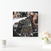 フィットネストレーニングジム動機 スクエア壁時計 (ホーム)