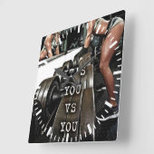 フィットネストレーニングジム動機 スクエア壁時計 (傾斜)