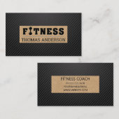 フィットネスバーベルのロゴタイプ |ブラックカーボンお洒落 名刺 (正面/裏面)