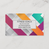 フィットネスバーベルロゴ | 重なりカラフル合う線 名刺 (裏面)