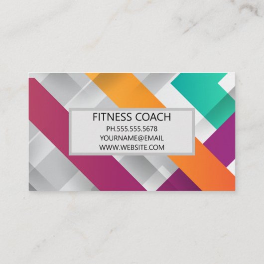 フィットネスバーベルロゴ | 重なりカラフル合う線 名刺 (裏面)