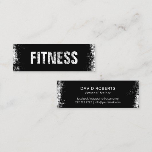 フィットネスパーソナルトレーナーはっきりしたブラックグランジ スキニー名刺 (正面/裏面)